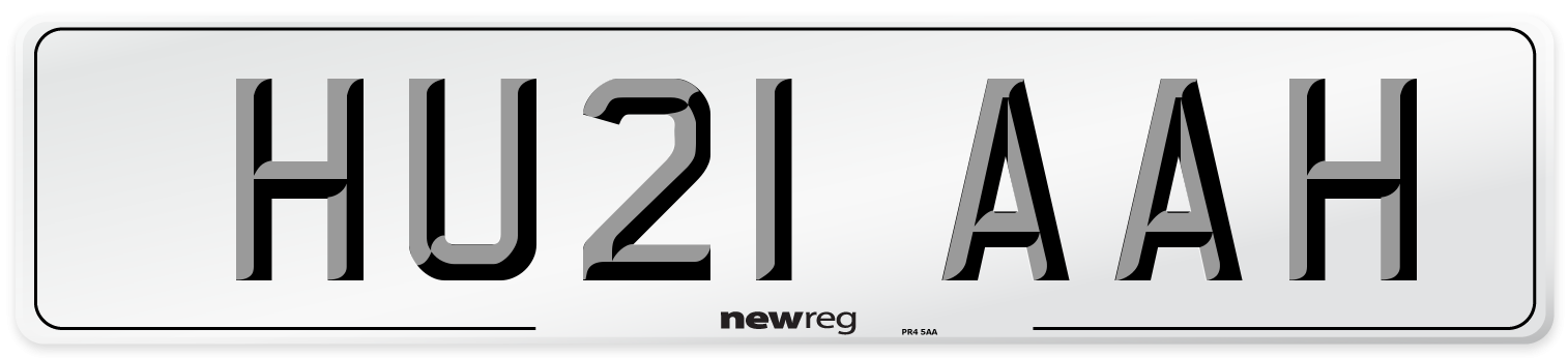HU21 AAH Number Plate from New Reg